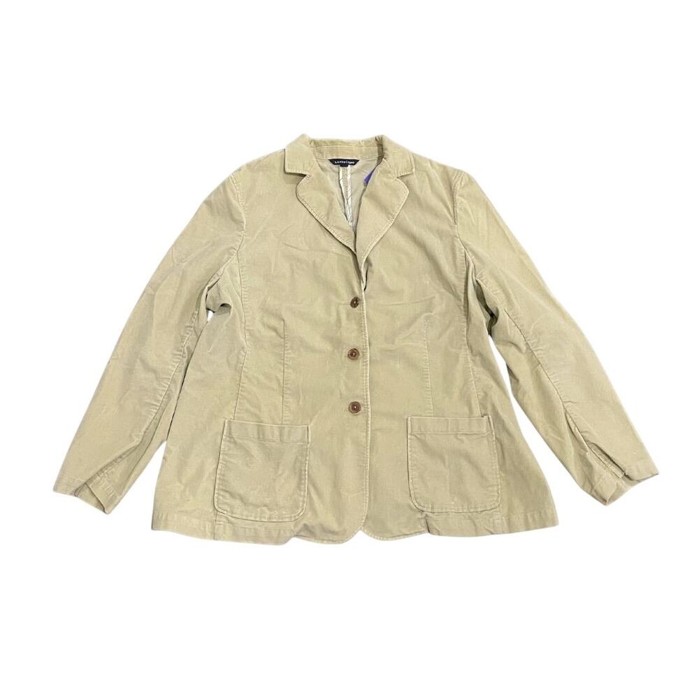 Lands End Women Corduroy Button Blazer Pockets Size 18 Preppy Career Office